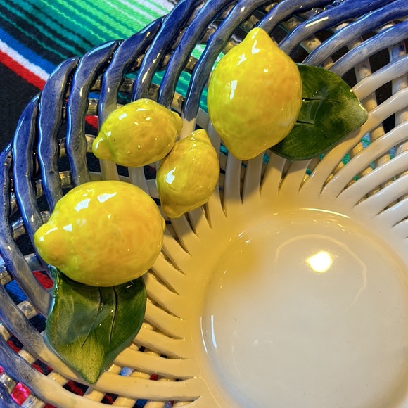 Lanzarin Ceramiche Handmade in Italy Basket Bowl with Lemons - Picture 2 of 8